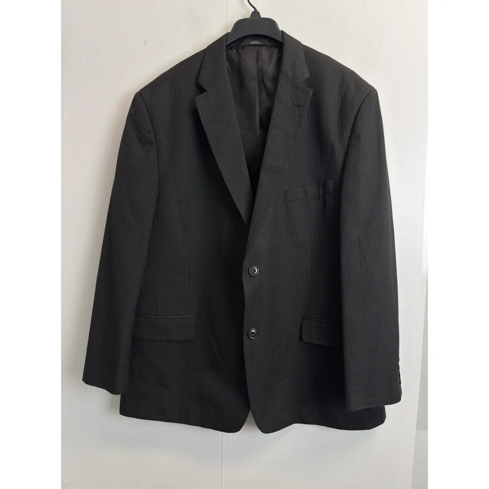 HAGGAR Suit Up System Blazer Jacket Men's‎ Size 48R Black Pinstripe